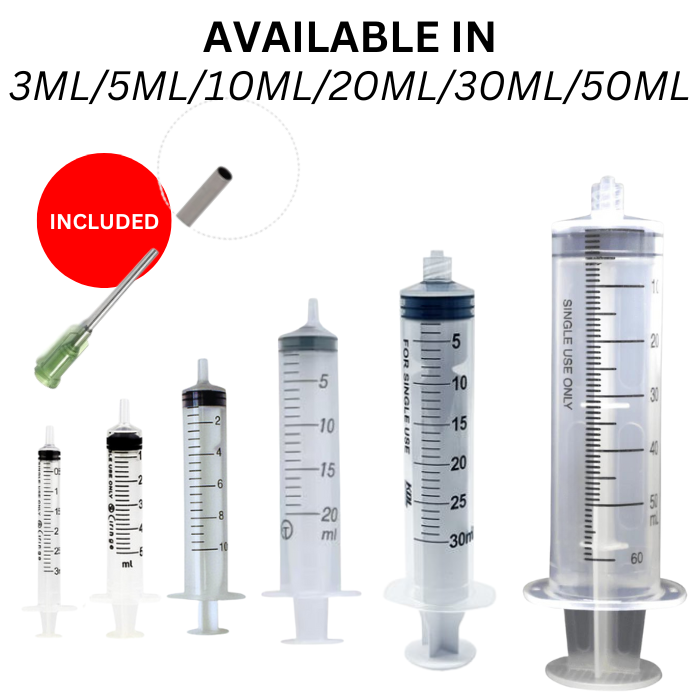 Blunt Needle Syringe For E-Liquid Mixing 3ml/5ml/10ml/20ml/30ml/50ml