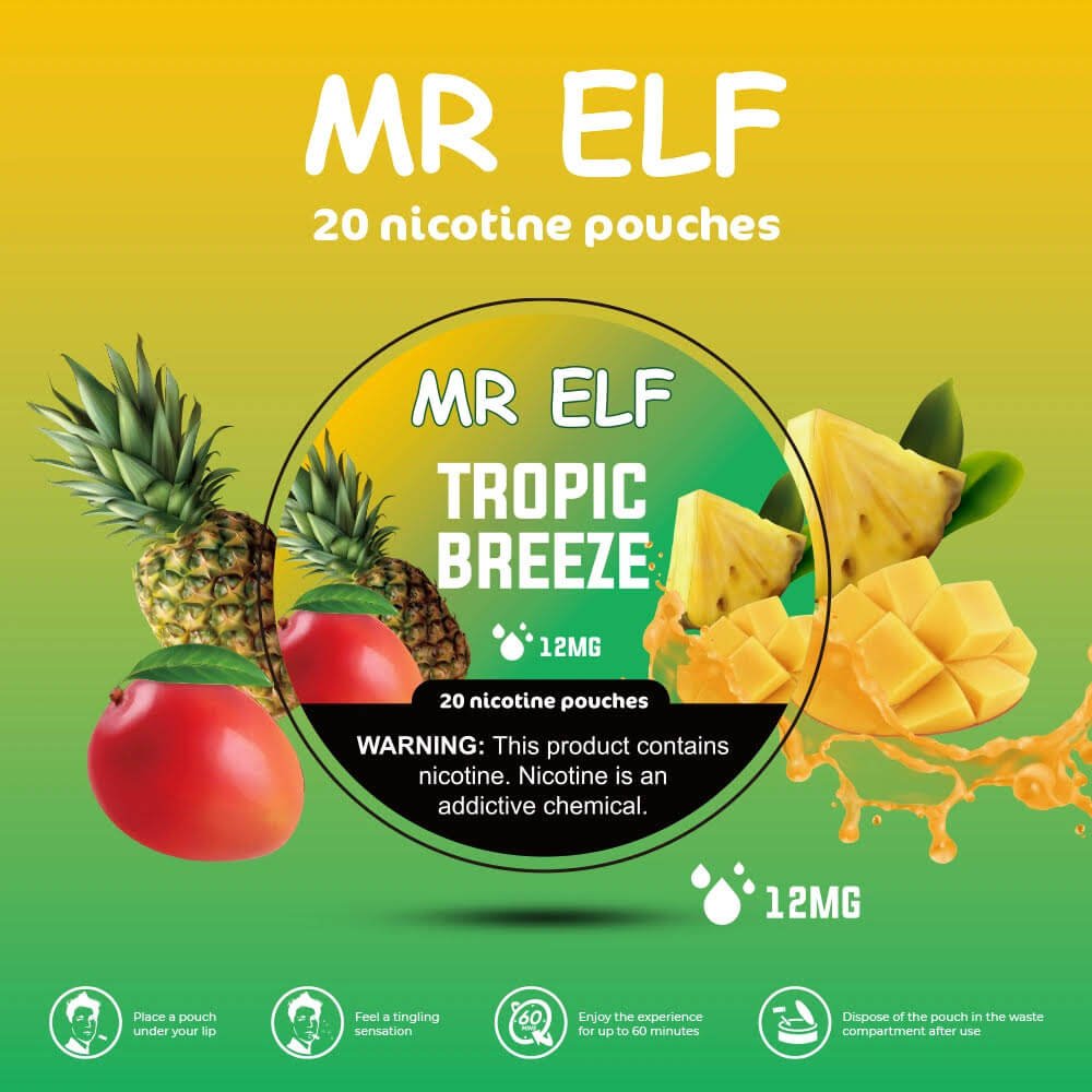 MR ELF – TROPIC BREEZE – 12mg SNUS POUCHES