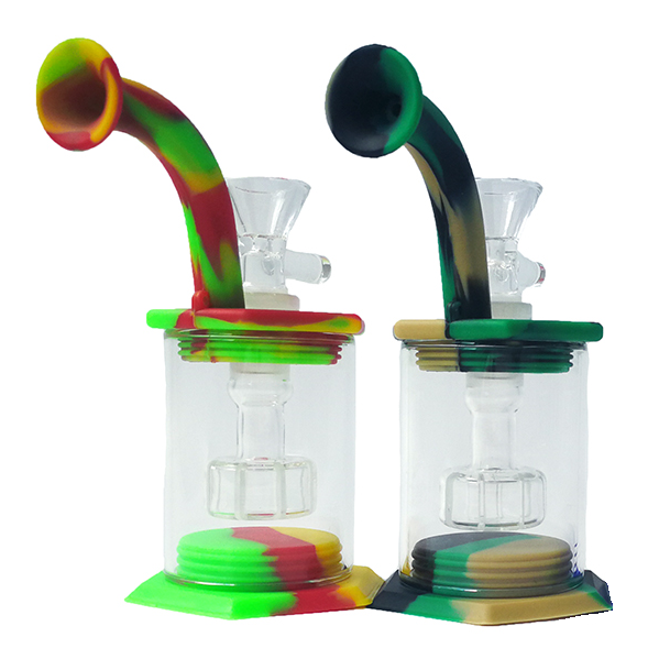 5.5"Silicone Bong w/ Shower Perc w/ Glass Bowl