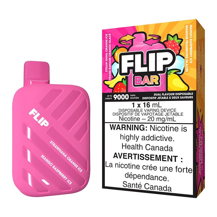 Flip Bar Disposable Vape Device - Straw Nana Orange Ice And Mango Raspberry Ice