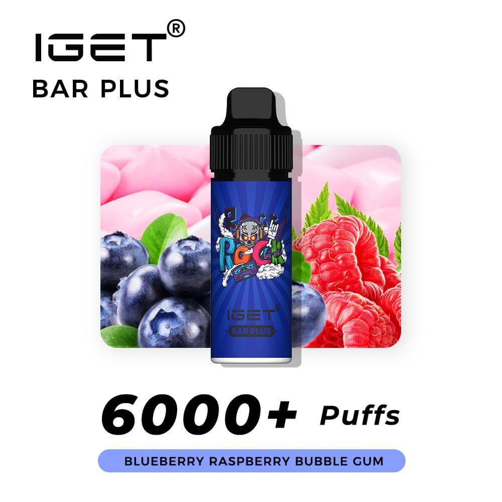 iGET BAR PLUS VAPE 6000 PUFF – BLUEBERRY RASPBERRY BUBBLEGUM