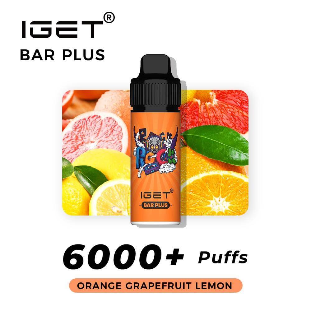 iGET BAR PLUS VAPE 6000 PUFF – ORANGE GRAPEFRUIT LEMON