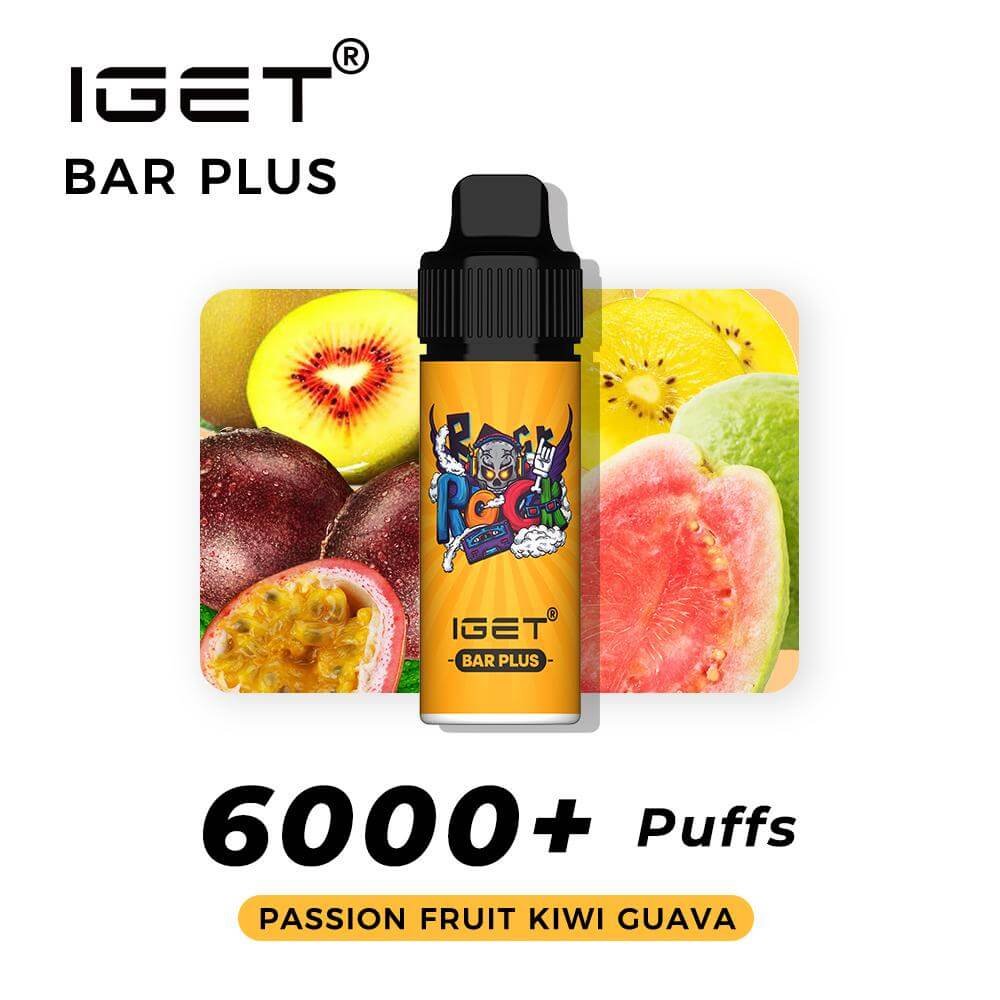 iGET BAR PLUS VAPE 6000 PUFF – PASSION FRUIT KIWI GUAVA