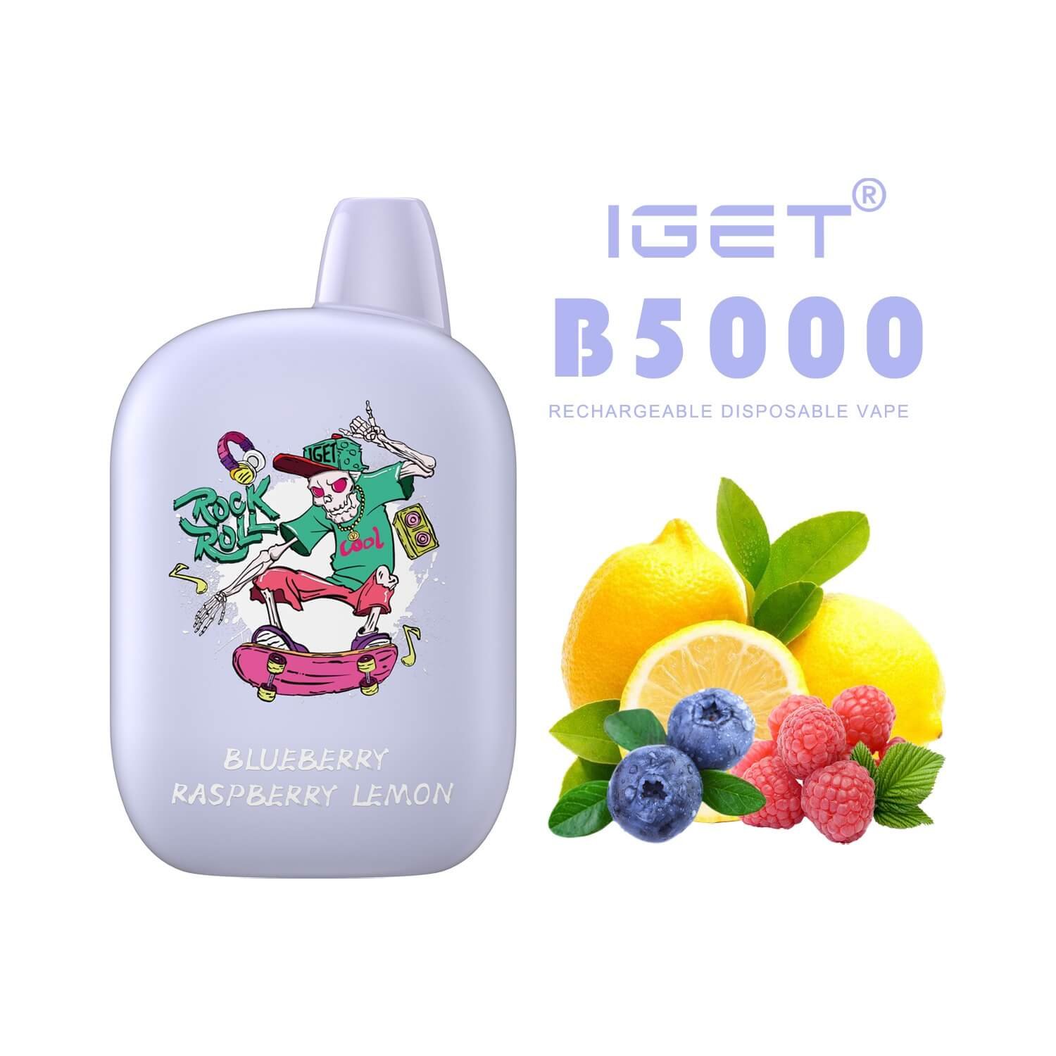 iGET B5000 VAPE 5000 PUFF – BLUEBERRY RASPBERRY LEMON