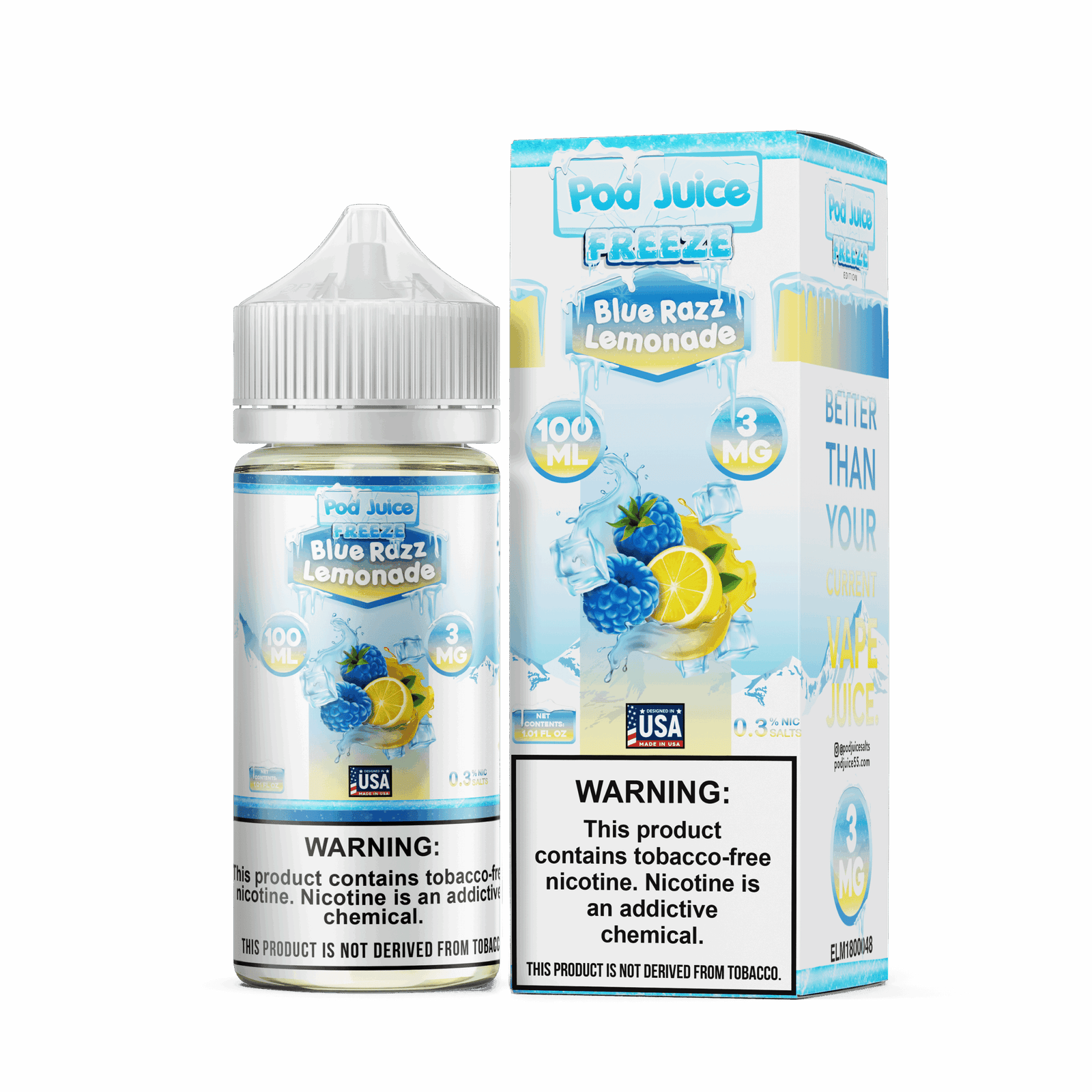 Pod Juice Freeze Blue Razz Lemonade TF 100ml Vape Juice
