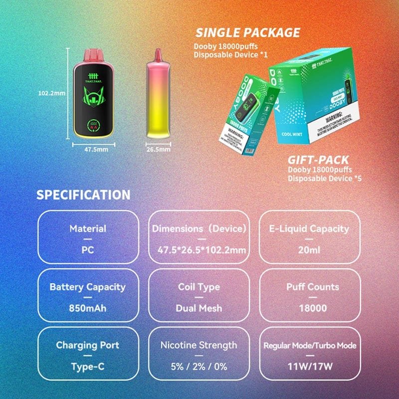 THATTHAT Dooby 18000 Disposable Vape (5%, 18000 Puffs)