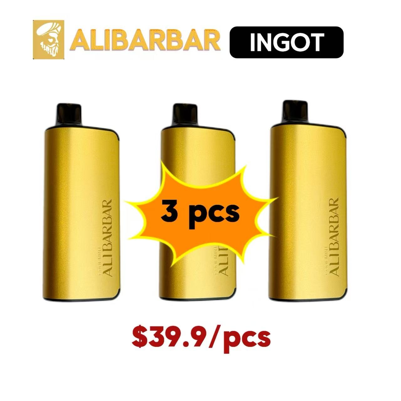 3pcs-ALIBARBAR INGOT 9000PUFFS