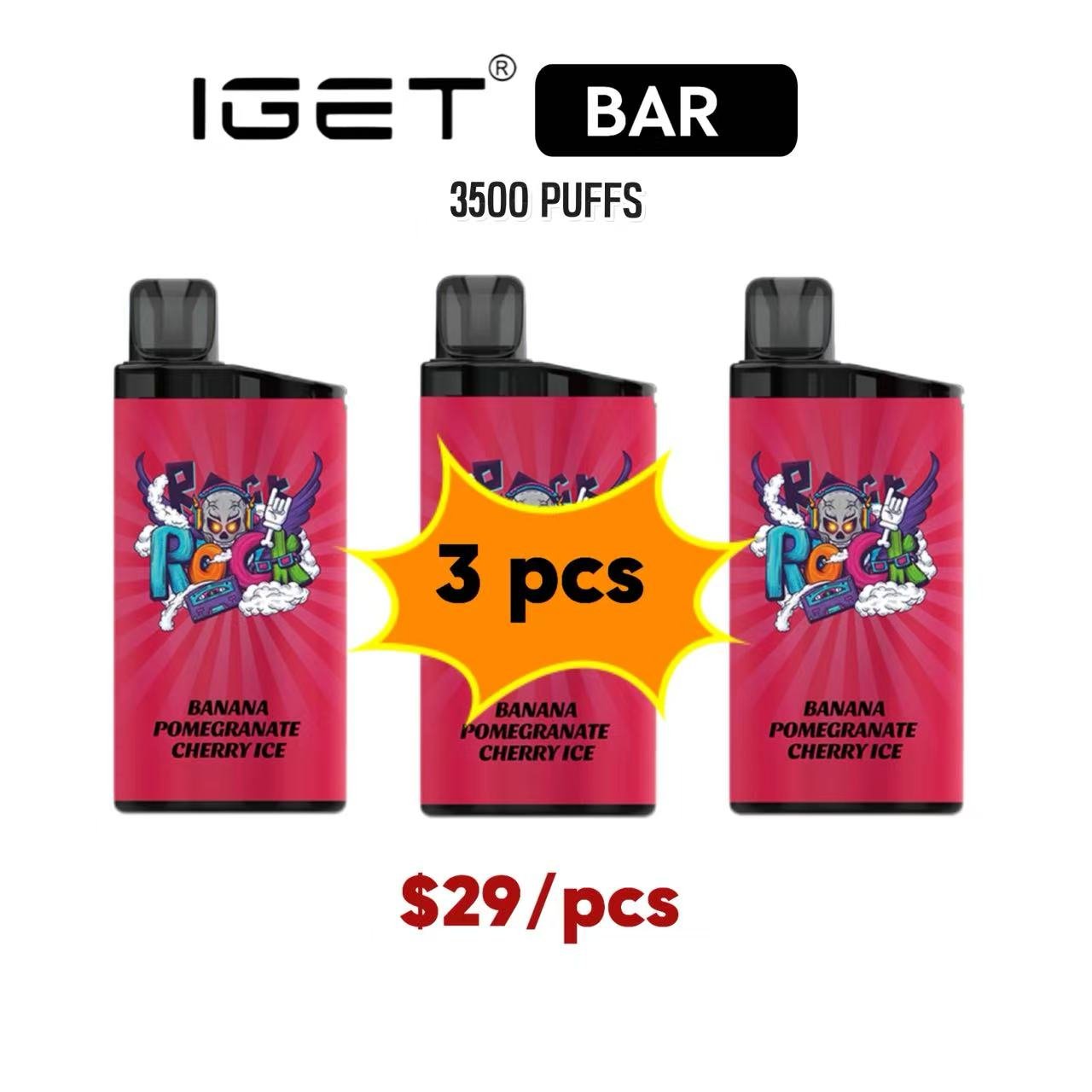 IGET BAR 3500PUFFS — 3PCS